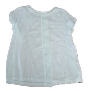 C&C California Linen Top Short Sleeve Button Back Seafoam Green Womens Size M